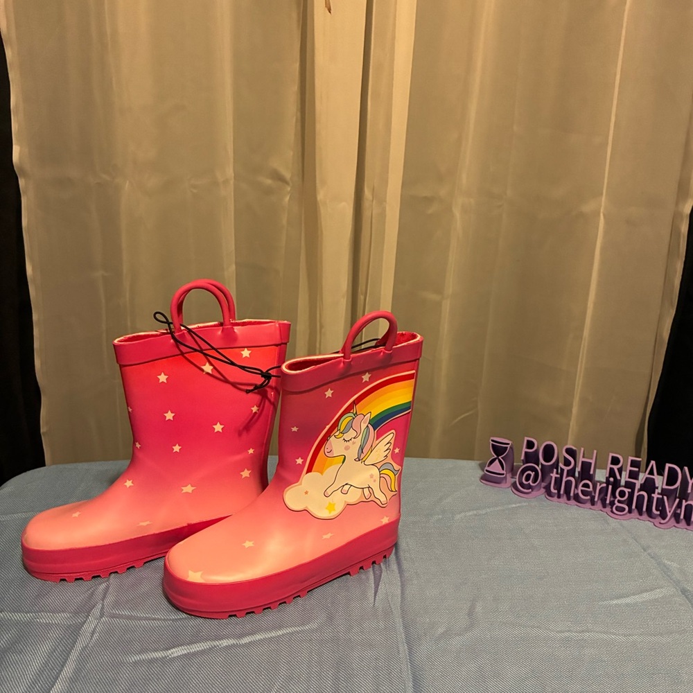 ⏳💕Pink Unicorn Rain Boots